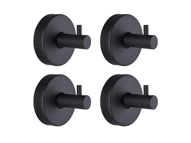  Lot de 4 crochets à ventouse, adaptés aux parois de douche, en acier inoxydable, sans perçage, étanches et antirouille, noirs  - Conforama A