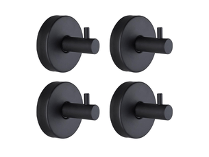 Lot de 4 crochets à ventouse, adaptés aux parois de douche, en acier inoxydable, sans perçage, étanches et antirouille, noirs