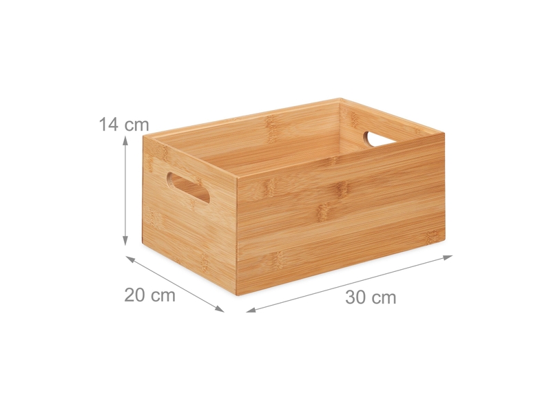  Boîte de rangement empilable pratique salon 14 x 30 x 20 cm en bambou naturel 13_0012728  - Conforama B