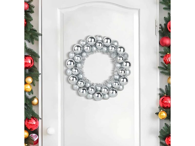  Couronnes de boules de noël 2 pcs argent 33 x 33 x 7 cm  - Conforama C