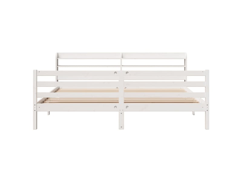 Lit double- lit adulte - cadre de lit avec tête de lit sans matelas blanc 200x200 cm - Conforama C