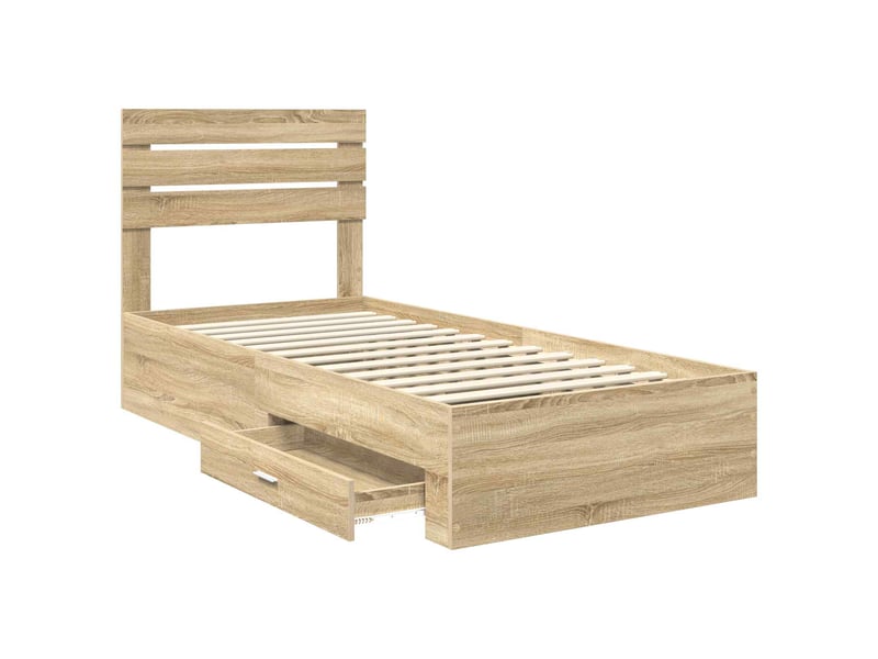  Lit simple- lit adulte -  cadre de lit chêne sonoma 100 x 200 cm bois d'ingénierie  - Conforama D