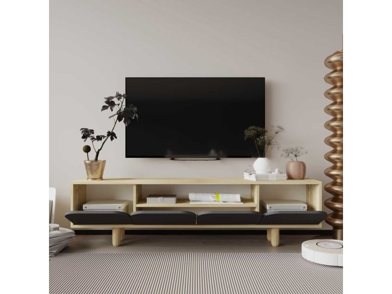  Meuble tv en aggloméré lazio anthracite et chêne  - Conforama D