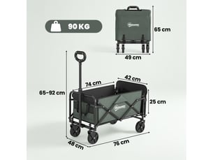 Chariot de transport pliable à roulettes 76 x 48 x 92 cm capacité 72 l poches pratiques contemporain en polyester vert 21_0005570