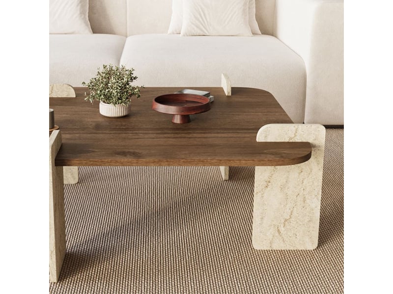  Table basse carrée moderne 90x90 cm afrolli - marron  - Conforama D