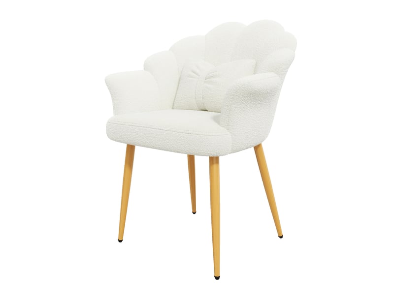  Lot de 2 fauteuils de salle à manger 64x65,5x85 cm en tissu bouclette blanc  - Conforama R