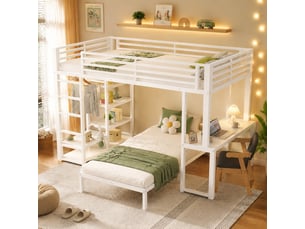Lit mezzanine 2x90x200 cm <strong></strong> <strong>204x95x185cm</strong> coloris blanc