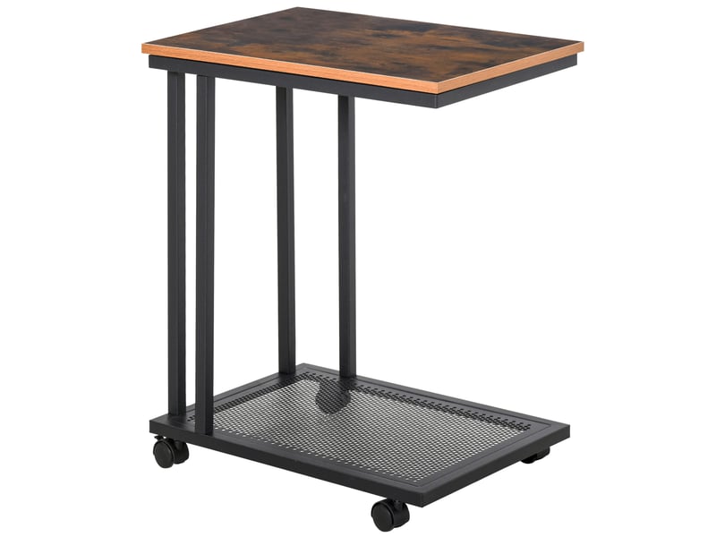 Table d'appoint en c roulante 51x36x65 cm design rétro mdf métal noir  - Conforama A
