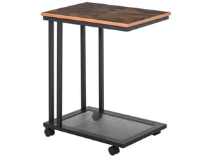 Table d'appoint en c roulante 51x36x65 cm design rétro mdf métal noir