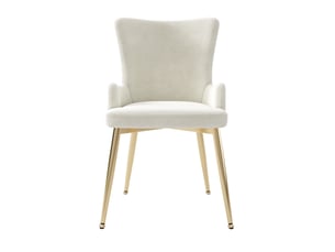 Lot de 4 chaises de salle à manger,55x45x85 cm,avec pieds métal doré,velours,beige