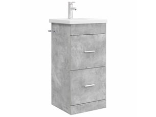 Meuble salle de bain avec évier, meuble de rangement gris béton 42x40x84.5 cm shl3202