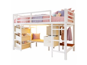 Lit mezzanine 90x200 cm MEUBLIV   coloris blanc
