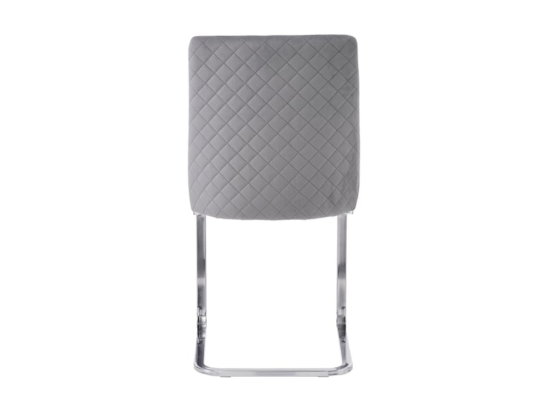 Chaise de salle à manger en velours gris, lot de 2, dossier losanges, piètement luge métal argenté, style moderne - Conforama D