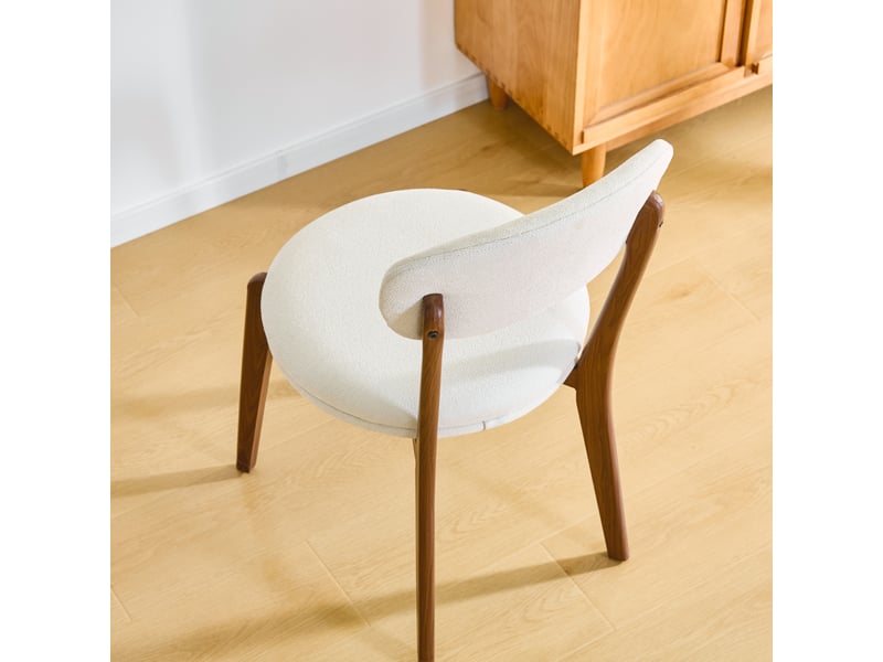  Lot de 2 chaises de salle à manger,48,5x55,5x84 cm,tissu de lin,blanc  - Conforama D