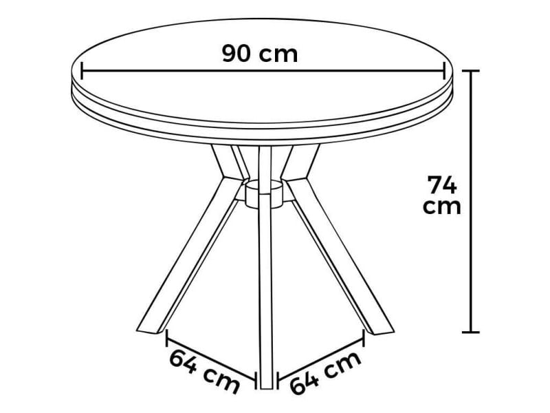  Table de repas ronde pieds métal mos anthracite et chrome  - Conforama C