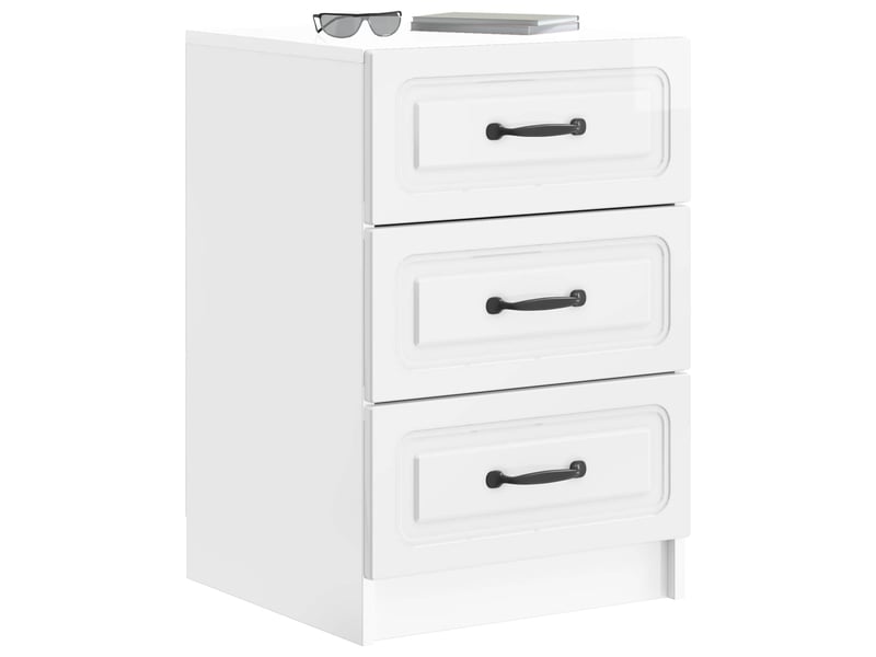  Table de chevet - cabinet de chevet - table de nuit blanc brillant 43 x 41 x 63,5 cm  - Conforama B