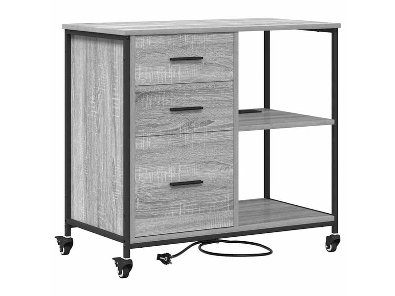 Commode chambre, cabinet avec station de charge 76 x 41 x 72 cm sonoma gris - Conforama A