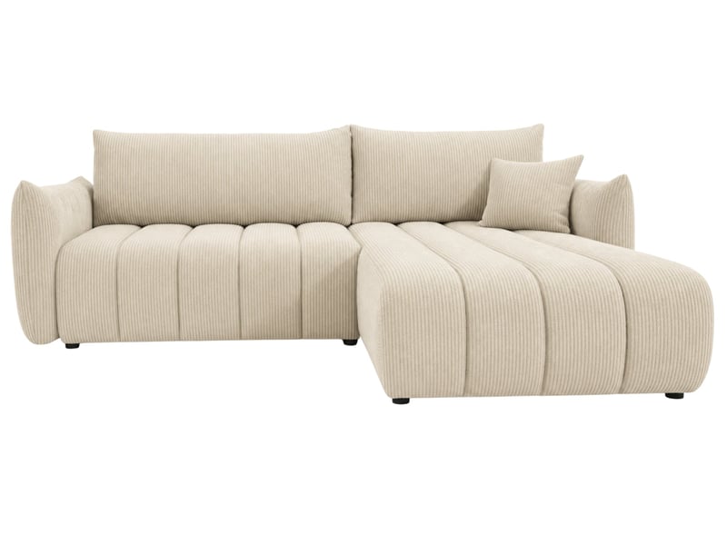 Moorea - canapé d'angle convertible petit velours côtelé 4 places beige - Conforama A