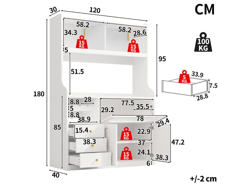 Buffet cuisine 4 portes et 3 tiroirs, 120 x 40 x 180 cm, éclairage led, portes coulissantes et range-bouteilles, mdf, noir Morn Vibe - Conforama C