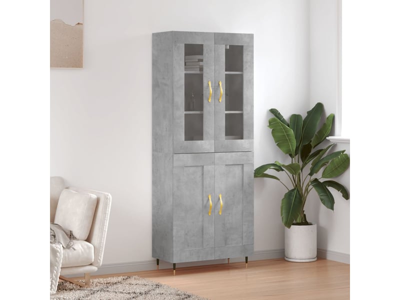 Buffet haut - bahut - meuble de rangement gris béton 69,5x34x180 cm bois d'ingénierie  - Conforama B