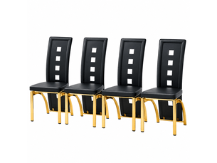 Chaises de salle à manger design ajouré, lot de 4, pu noir, pieds métal doré, h102,5 cm