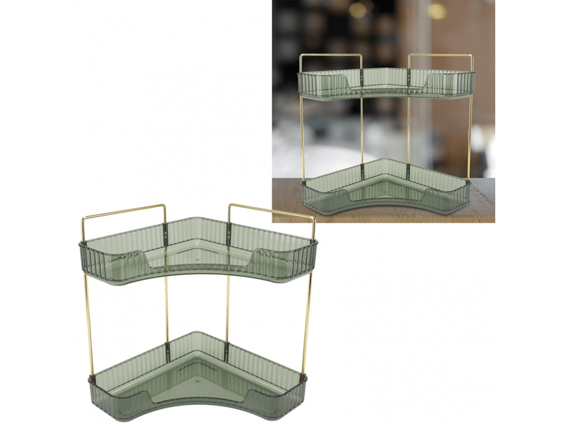 Étagère d'angle de salle de bain à 2 niveaux, gain de place, montage facile, étagère d'angle en métal pour cosmétiques - Conforama B