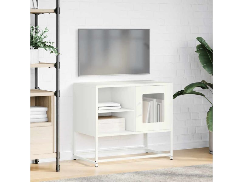  Meuble tv - banc tv - meuble de rangement blanc 68x39x60,5 cm acier  - Conforama D