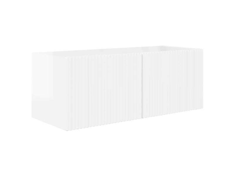  Ensemble de meuble tv - banc tv - meuble de rangement mural 4 pcs blanc brillant  - Conforama E