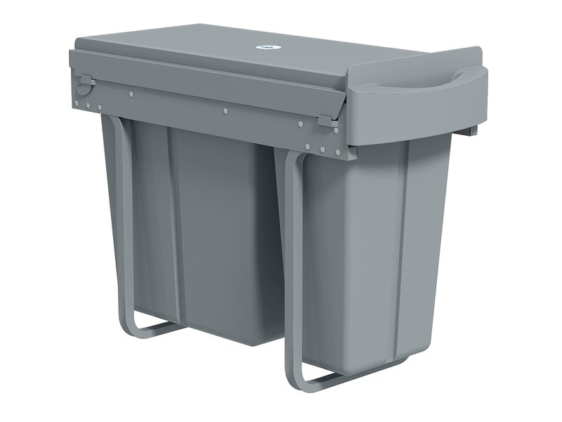  Poubelle encastrable tcqpz coulissante 30 l 20 l + 10 l 52 x 26 x 40,8 cm grise  - Conforama A
