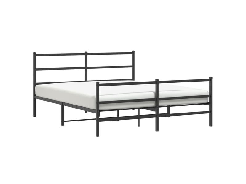  Lit double- lit adulte -  cadre de lit métal sans matelas avec pied de lit noir 150x200cm  - Conforama A