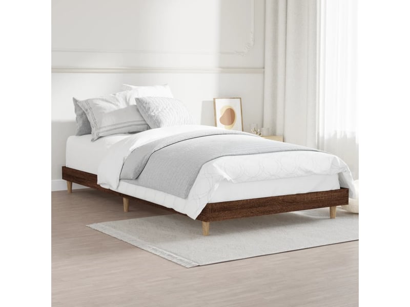  Lit simple- lit adulte -  cadre de lit sans matelas chêne marron 100x200 cm  - Conforama C