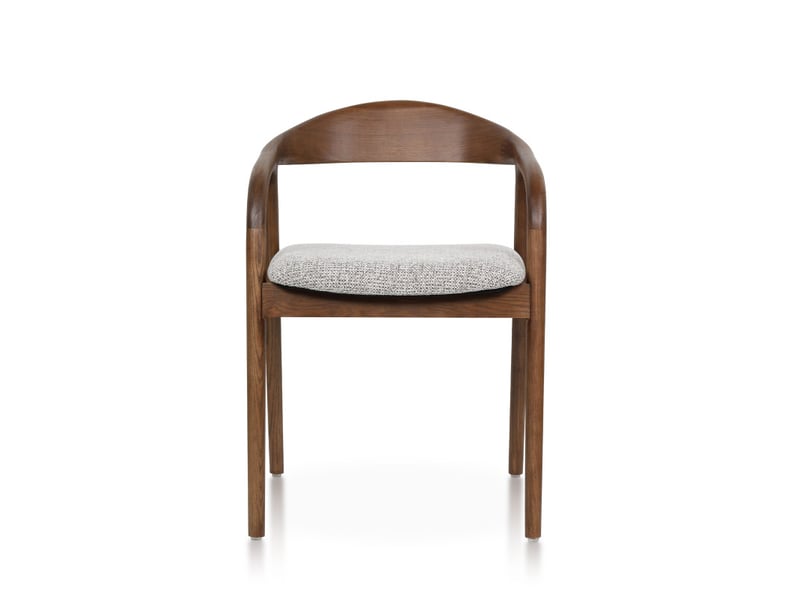  Chaise salle à manger bois de frêne et tissu brun avec accoudoirs, rembourrée  - Conforama C