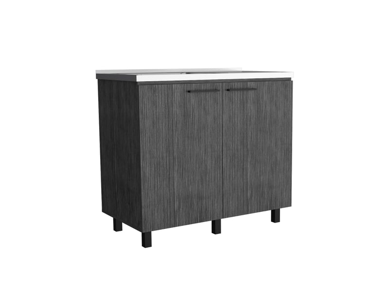  Meuble évier napoles de 100 cm avec évier en inox et 2 portes, chêne gris  - Conforama E