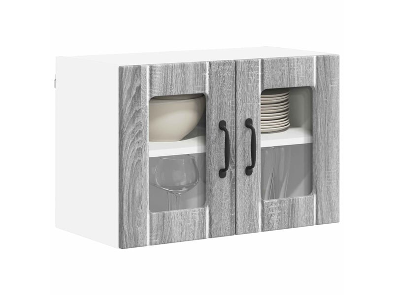  Cabinet en verre mural 2 pcs sonoma gris bois d'ingénierie shl5123  - Conforama C