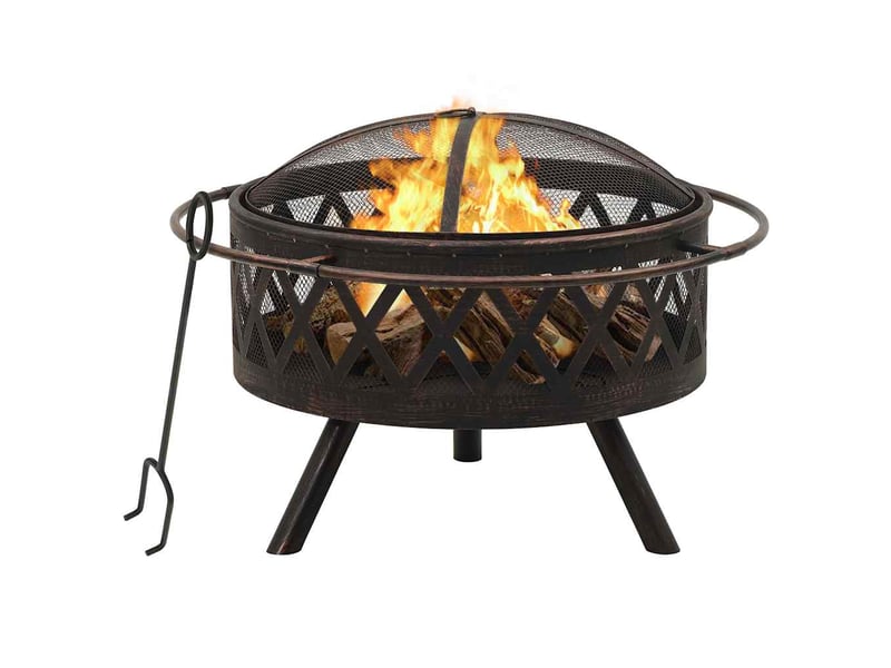  Brasero exterieur, foyer camping rustique avec tisonnier 76 cm xxl acier  - Conforama B