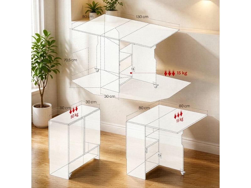  Table basse avec rangement table de salon à roulettes plateau rabattable et extensible usage flexible et fonctionnelle  - Conforama C
