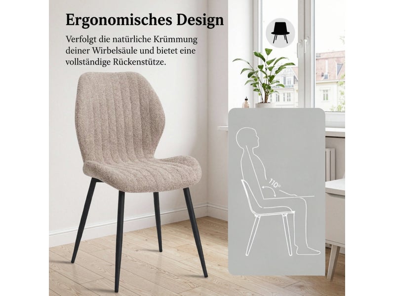  Lot de 4 chaises de salle à manger 48x42x86 cm revêtement souple métal marron  - Conforama D