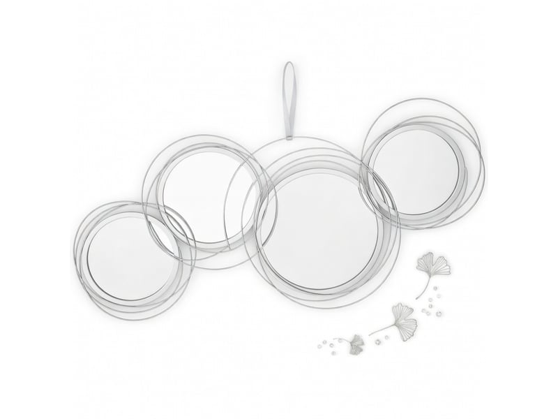  Ensemble de 4 miroirs ronds pour décoration murale, dimensions 107 x 4 x 56 cm, idéal pour l'entrée  - Conforama A