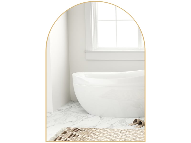 Miroir mural arqué miroir de salle de bain avec cadre en alliage d'aluminium pour chambre salon entrée 50 × 70 cm or - Conforama B