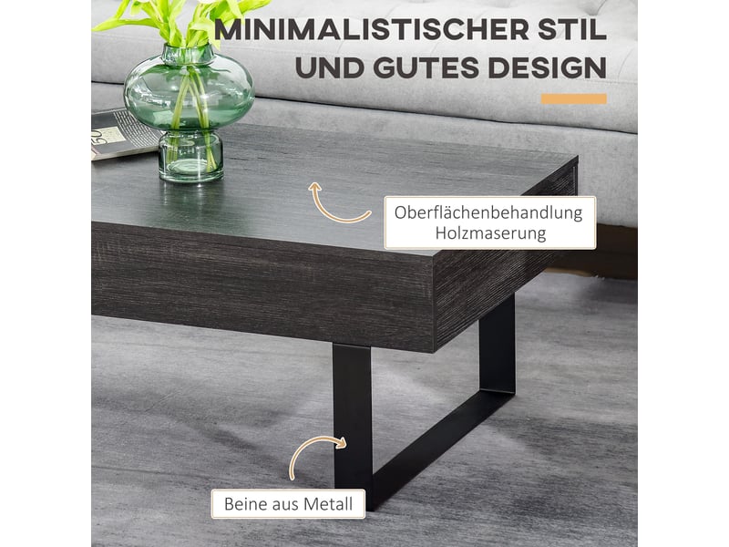  Table basse avec tiroir étagères structure acier design moderne meuble salon  - Conforama D