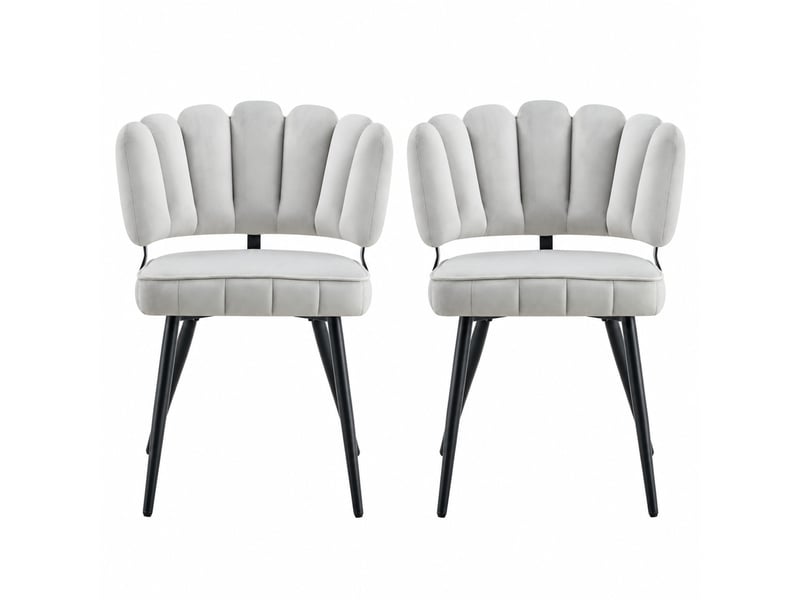  Lot de 2 chaises de salle à manger,60x48x80 cm,velours,gris clair et noir  - Conforama A