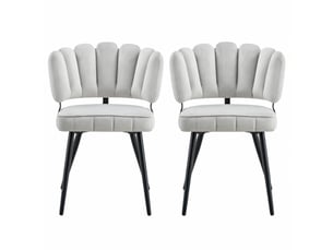 Lot de 2 chaises de salle à manger,60x48x80 cm,velours,gris clair et noir