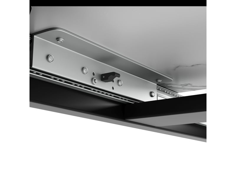  Table extensible (140)179,5x80x75,5 cm, cadre en métal, pour salon, design moderne, mdf et métal, noir et blanc  - Conforama R