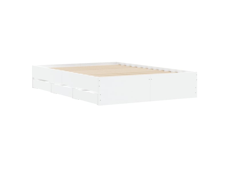 Lit double- lit adulte -  cadre de lit avec tiroirs sans matelas blanc 135x190 cm  - Conforama C
