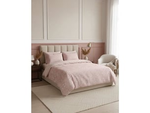 Housse de couette coton renforcé king size 240x220 saumon blanc + 2 taies 60x60