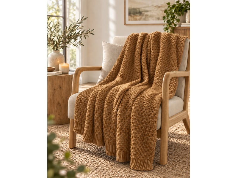  Plaid 125 x 150 cm polyester tricot uni olympia camel 15695 - Conforama A