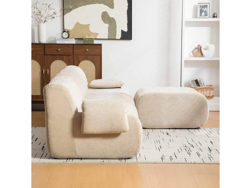  Canapé modulable en chenille compressé 3 places - sans montage, confort moelleux  - Conforama D