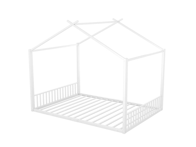  Lit enfant cabane 140x200 cm en métal blanc sans matelas  - Conforama E