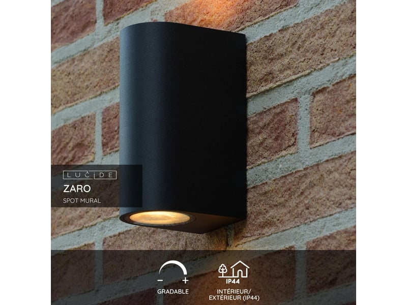 Applique murale cylindrique 2xgu10 noire - lucide - zaro  - Conforama B