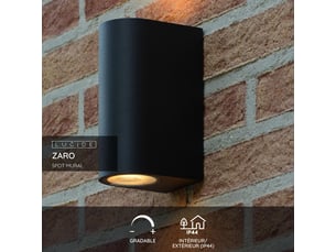 Applique murale cylindrique 2xgu10 noire - lucide - zaro